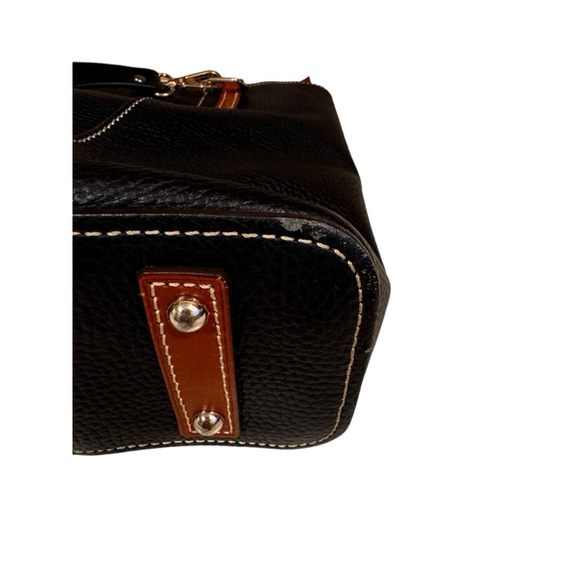 DOONEY & BOURKE LEXINGTON Black Brown Pebbled Leather Shoulder Tote Purse Bag - Picture 5 of 12